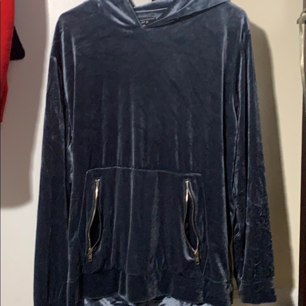 Blue velvet hoodie